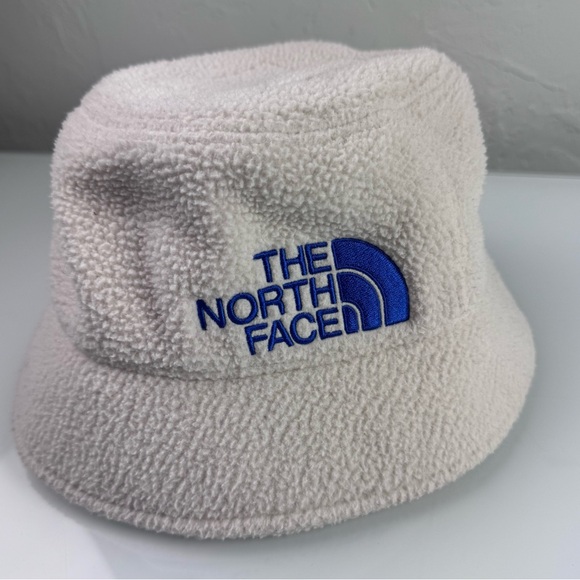 TNF The North Face Sherpa Bucket Hat Fleece Ivory White Blue Big Logo Round main image 3